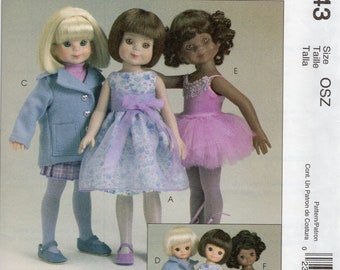 McCall's Crafts M4743 Betsy McCall Doll Clothes (Dress, Sash, Coat, Ballet Outfit) Sewing Pattern (2004) for 8" and 14" Size Dolls - Uncut