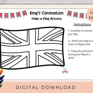 Union Jack Flag Craft: King Charles Coronation Coloring (Digital Download)