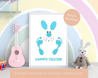 Easter Bunny Footprint Art: Keepsake Craft Printable (PDF & JPEG)