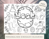 Personalized Dinosaur Coloring Page: Kids Printable Placemat (Digital Download)