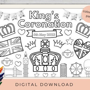 King Charles III colouring page, King Charles Coronation, Coronation printable activity, digital download, Coronation, A4 colouring page