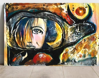 The Myth of Europa, Authentic Downloadable Wall Art from Original Work by Pony, Print-Ready, Deeply Layered Canvas, Limited Release-Argent