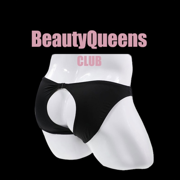 Culottes sans cul pour homme, Couleurs noir et blanc, Sous-vêtements dos nu pour hommes, Lingerie femboy, Lingerie Sissy