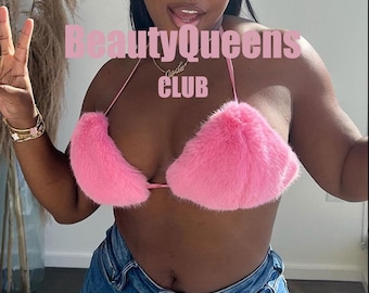 faux fur bra set