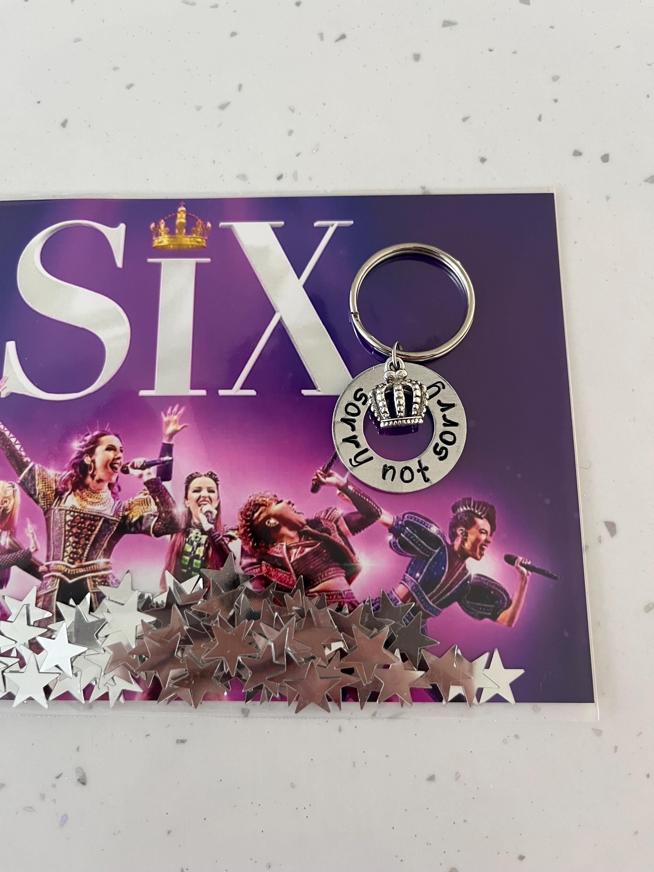 SIX Musical Theatre Charm Bag Clip Keyring - Henry Wives Themed Gift With Microphone & Crown Charms
