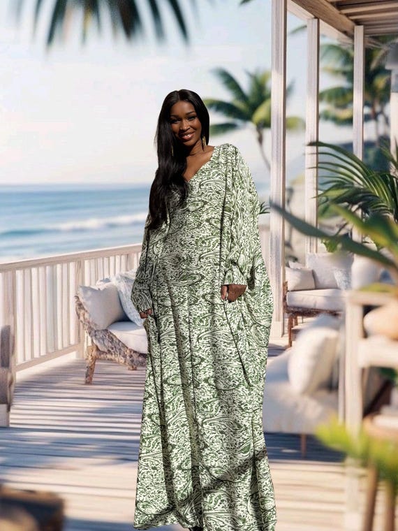 slim fit dress slacks EMERALD GREEN EMBROIDERED KAFTAN