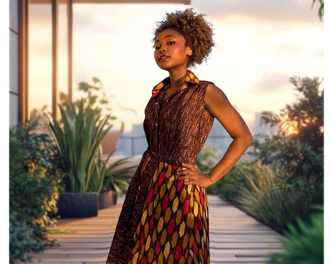 Featured listing image: African Print Maxi Dress | Handmade Cotton Button-Down Tanzania