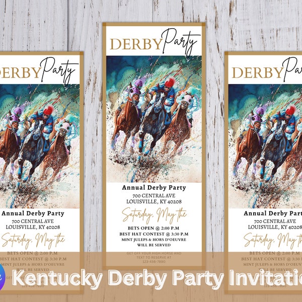 Kentucky Derby Party Invitation, Horse Derby Party Ticket Invitation, Mint Julep Party, Horse Race, Run for the Roses, Horse Derby Theme