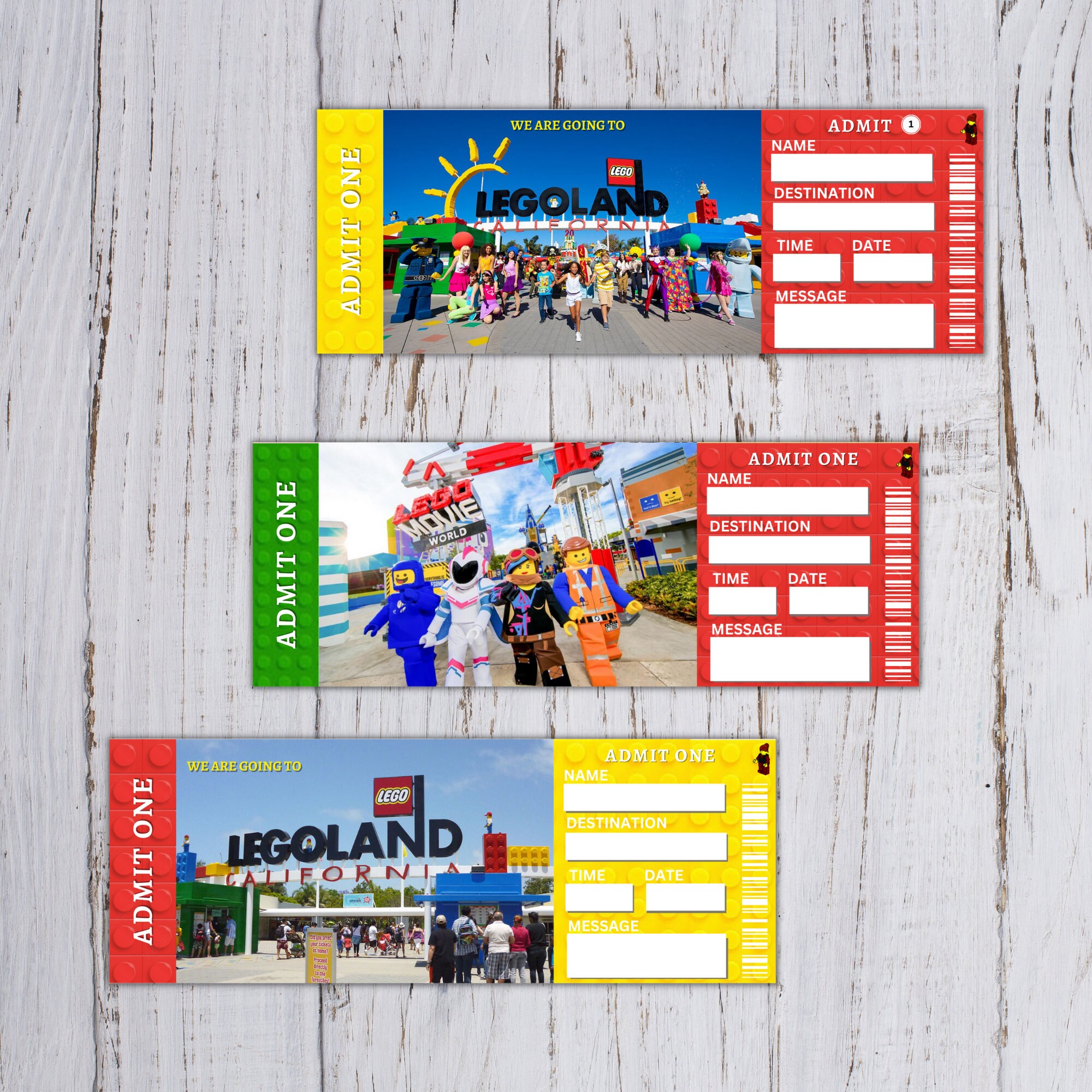 Printable LEGOLAND Surprise Trip Reveal Tickets Editable - Etsy Canada
