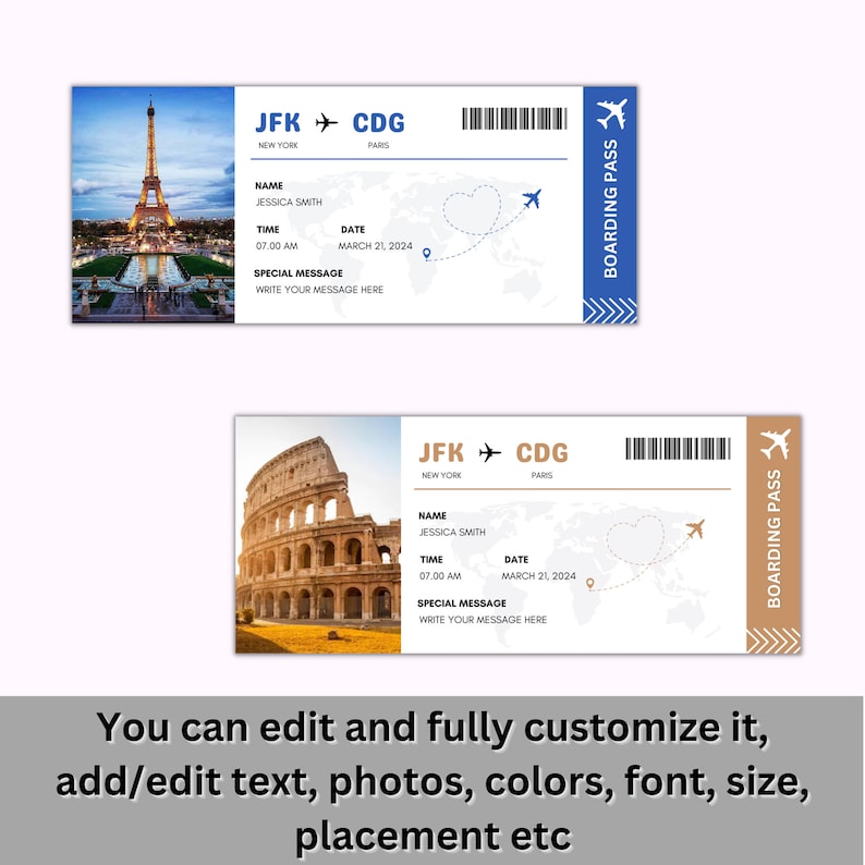 Custom Editable Boarding Pass Template DIY Boarding Etsy