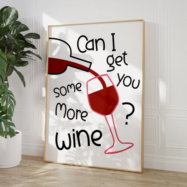 Wine Quote Print, Wine And Cheese, Food And Drink, 30th Birthday Gift, Bar Wall Art, Restaurant Sign, Retro Kitchen Poster, Hallway Picture