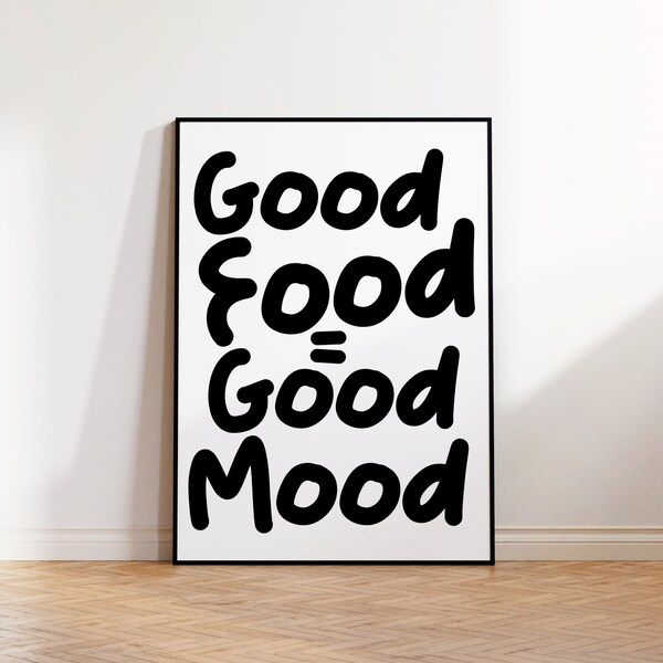 Minimalist Food Wall Art, Slogan Print, Black White Poster, Funky Kitchen Print, Modern Typography, Funny Foodie Gift Idea, Digital Download