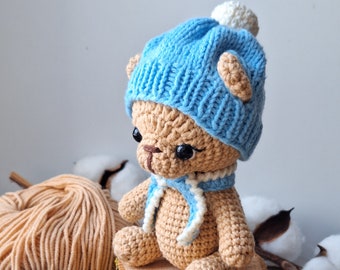 Crochet Teddy for girl or boy, Amigurumi stuffed bear, Birthday gift for children, Tiny Teddy toy, Handmade teddy nursery decor