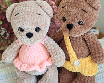 Virkad plyschbjörn, Gosedjursleksak, Handgjord nallebjörn, Amigurumi-nalle, Handgjord nalleinredningsleksak, Barnrumsinredning, Julklapp