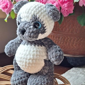 Crochet plush panda toy, Panda Bear, Stuffed amigurumi panda, Handmade Christmas gift, Soft crochet animal, Birthday gift for children