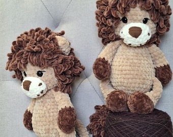 Stuffed plush lion, Crochet stuffed animal toy, Amigurumi safari animal, Gift for 1st birthday or baby shower, Crochet lion for boy