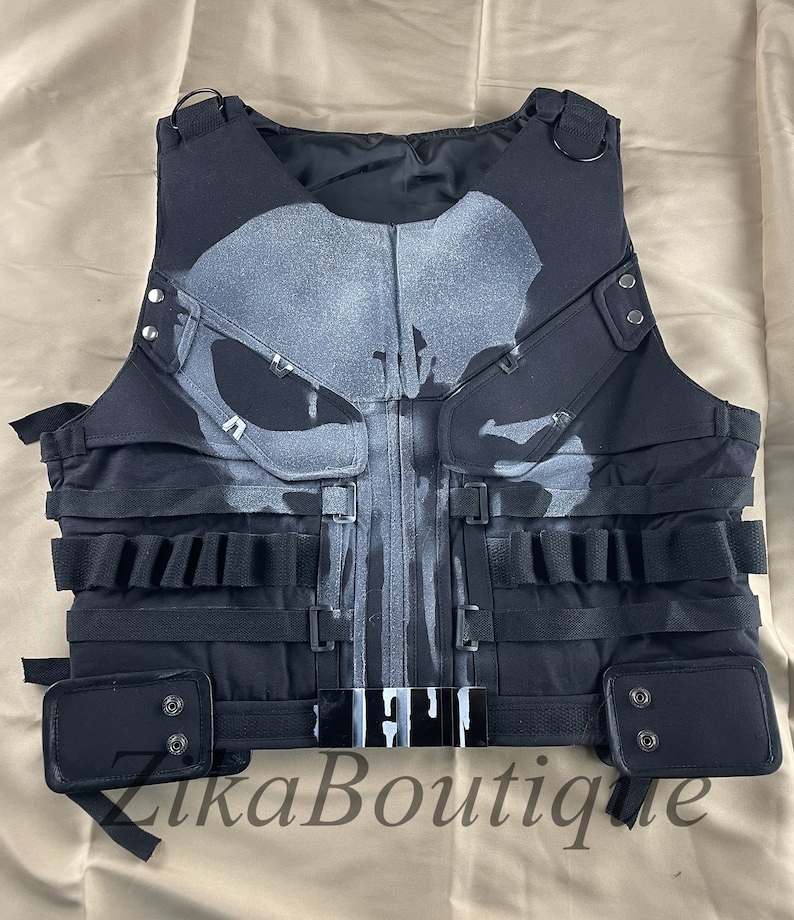 The Punisher Vest Skull Vest Cosplay Vest Handmade Vest image 1