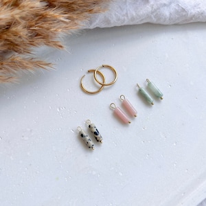 Mix and Match earrings / rose leo mint green / gold hoop earrings with gemstone / small earrings / special gift for her / Winnis Corner