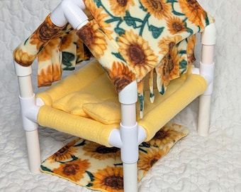 READY TO SHIP Guinea Pig Doll House Bed - Guinea Pig Bedding - Guinea Pig Hammock - Guinea Pig Cot- Guinea Pig - Guinea Pig Fleece Forest