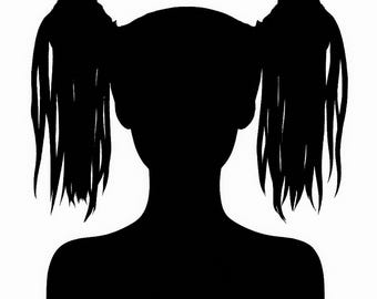 Riot Grrrl Silhouette Art Braided Punk Girl