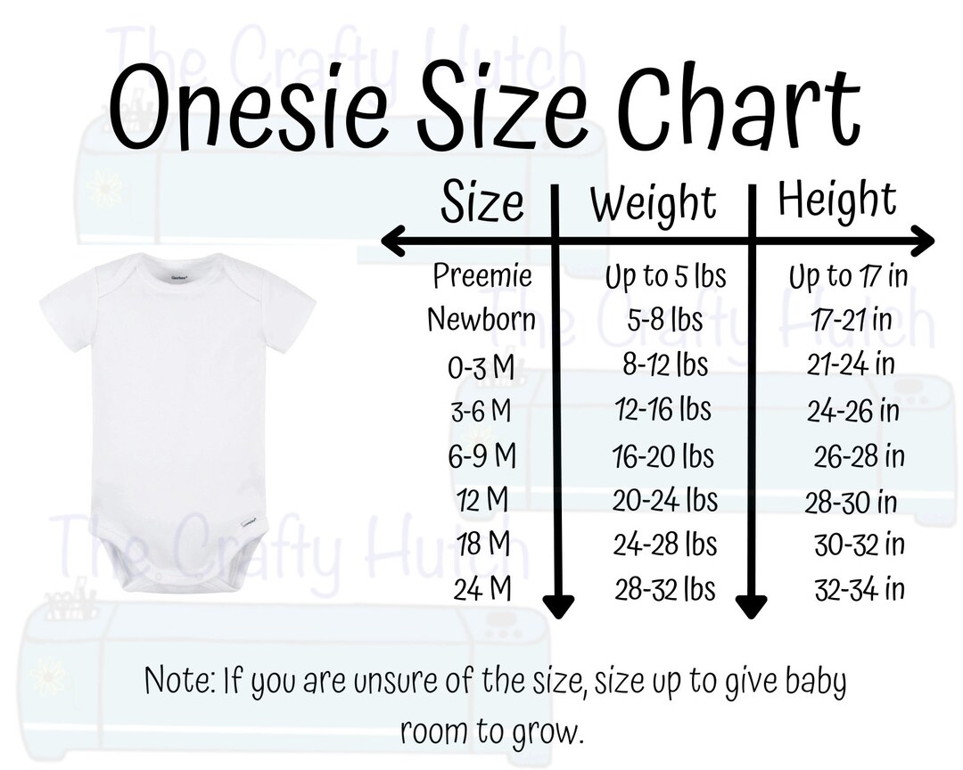 Gerber Onesie Size Chart, Onesie Size Chart, Onesie Size Guide - Etsy