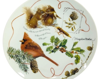 Plato de colección Hallmark Marjolein Bastin Winter Cardinal 9 con escena de la naturaleza 1995