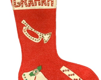 Mid-Century Modern Felt Handmade Christmas Stocking Personalized Graham