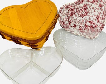 Longaberger Purple Little Love Heart Basket w/ Liner Lid 2 Protectors 2000