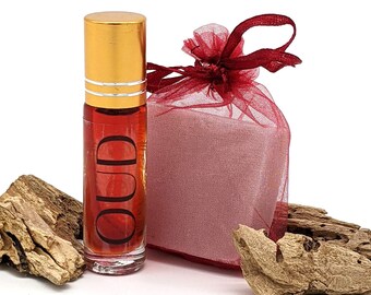 Oud Perfume Set - Roll On Fragrance Oil & Solid Block // Natural // Vegan // Alcohol Free // Pocket Size // Cruelty Free