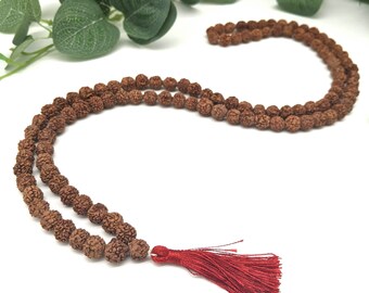 Rudraksha Mala Bead Tassel Necklace Prayer Rosary Meditation Buddhist Counting Malla