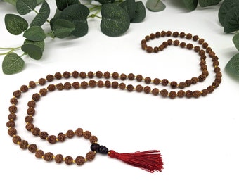Rudraksha Knotted Mala Bead Tassel Necklace Prayer Rosary Meditation Buddhist Counting Malla