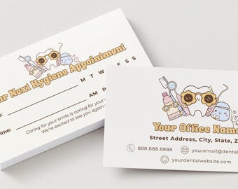 Groovy Dental Hygiene Appointment Reminder Cards (Digital Download) | Ready-to-Print PNG + Editable Canva Template