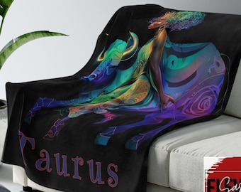 Taurus Throw Blanket Colorful Taurus Blanket Taurus Birthday Gift Velveteen Blanket Home Decor Cozy Blanket Plush Taurus Woman Taurus Season