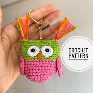 Patroon gehaakte uil sleutelhanger: pdf-tutorial amigurumi (digitale download)