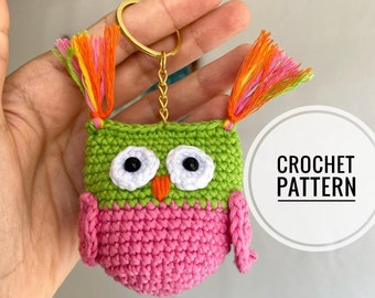 Schema portachiavi gufo all'uncinetto: tutorial PDF Amigurumi (download digitale)