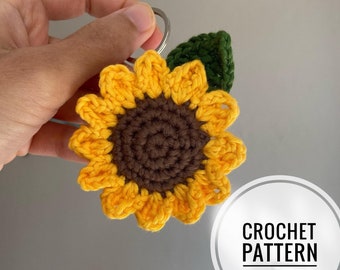 Schema portachiavi a forma di girasole all'uncinetto: ciondolo amigurumi (schema PDF)