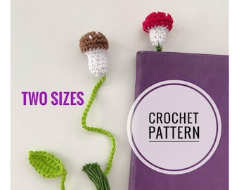 crochet mushroom bookmark pattern / two sizes / book accessories