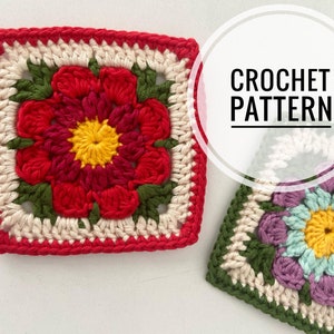 Flower Granny Square Crochet Pattern: PDF Digital Download