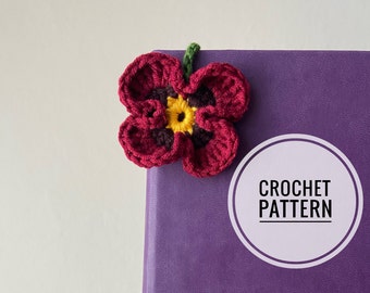 Modello per segnalibro all'uncinetto con fiore di papavero: tutorial PDF facile (download digitale)
