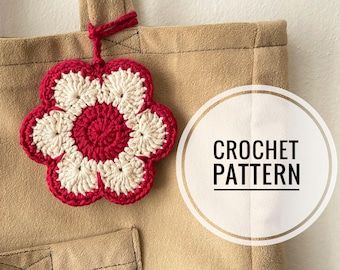 PATTERN ONLY / crochet flower bag charm / earbuds pouch/ crochet pouch / crochet accessories