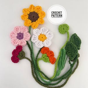 3 modelli di segnalibri a forma di fiore / modello all'uncinetto / modello per segnalibro all'uncinetto