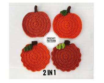 Crochet pumpkin coaster pattern / 2 Designs Included / Fall Decor / Autumn