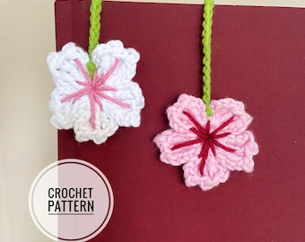 Schema per segnalibro all'uncinetto Sakura: tutorial per fiori di ciliegio (PDF digitale)