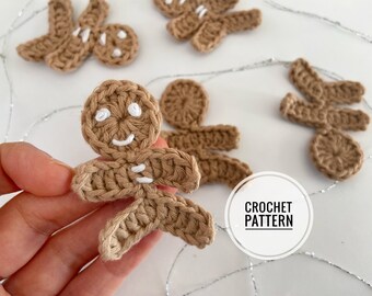 Crochet gingerbread man pattern : Applique , Ornament PDF Digital