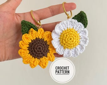 Kit di schemi per portachiavi all'uncinetto con girasoli e margherite