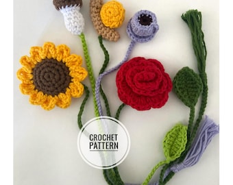 Cottagecore Crochet Pattern Bundle: 5 Bookmarks & Bag Charms (PDF Download)