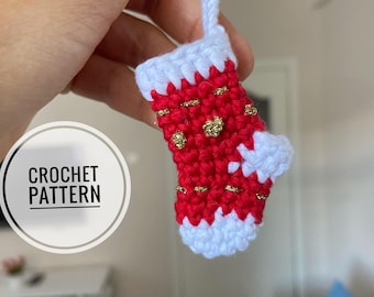 Crochet Mini Christmas Stocking Pattern: Ornament, Keychain (PDF Pattern)