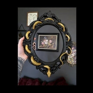 Handmade Ornate Oval Plaster Snake Serpent Frame (Goth, Gothic, Dark academia, snakes, alternative, gallery wall)