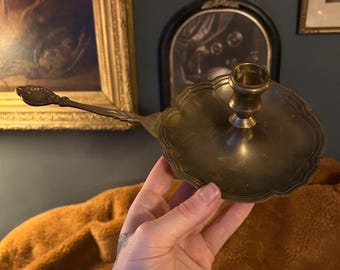vintage/antique brass candlestick (candle holder moody gothic home decor dark academia)