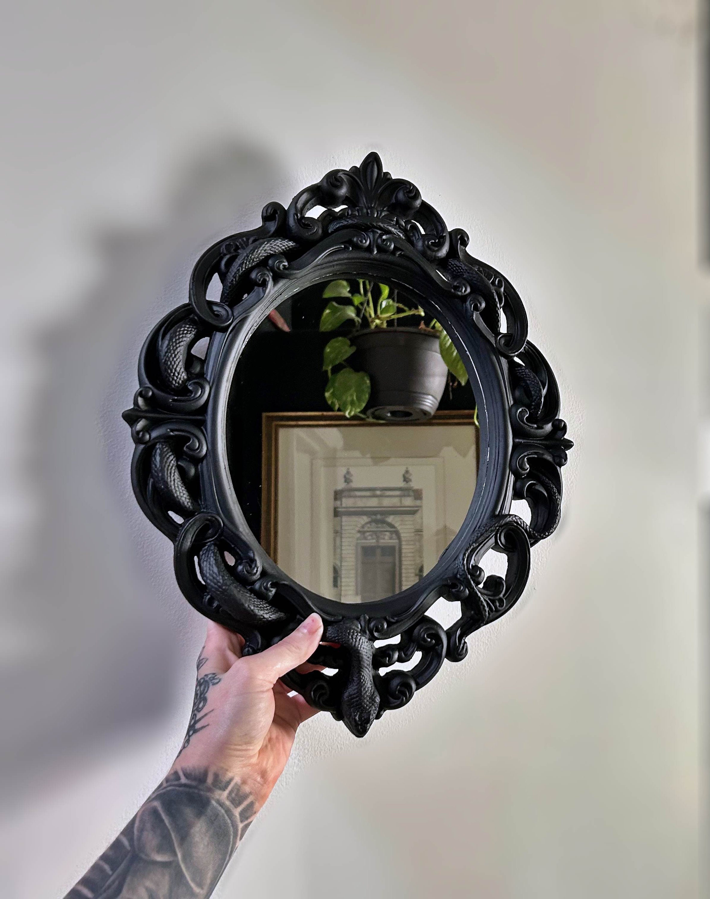 Black Snake & Crescent Moon Wall Mirror - Gothic Boho Decor For Bedroom Or Living Room - View #5